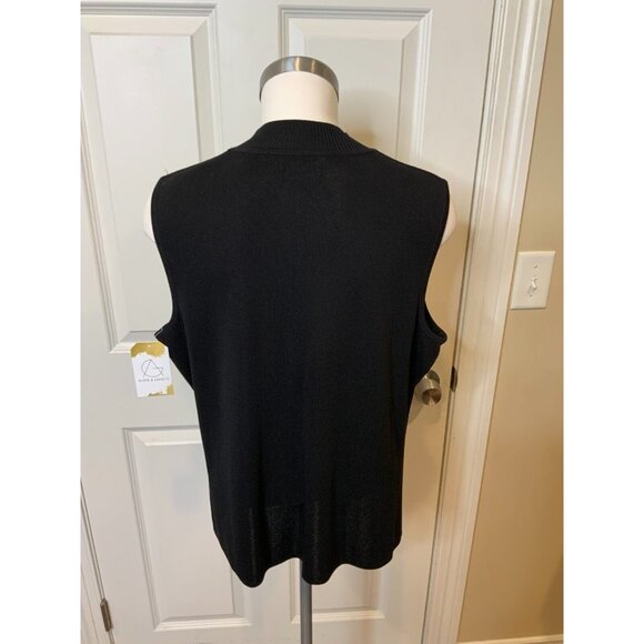 Exclusively Misook Black Thin Knit Mock Neck Sleeveless Top, Size 2P - Picture 4 of 5
